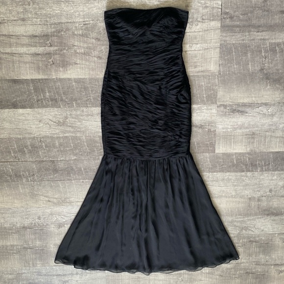 Halston Heritage Gathered Long Silk Dress - Picture 1 of 11